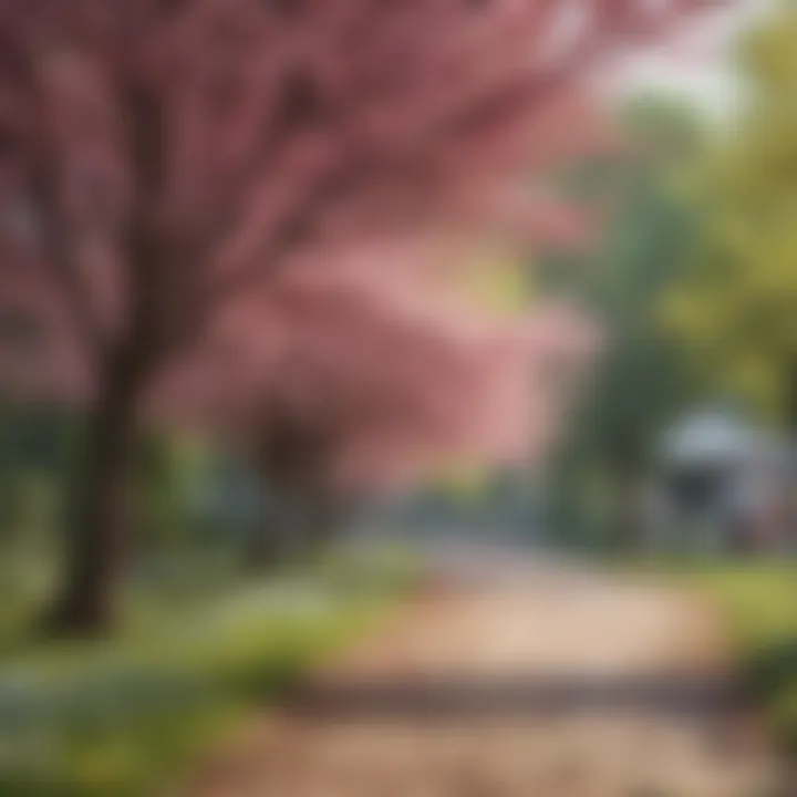 Colorful blooms of ornamental trees during spring