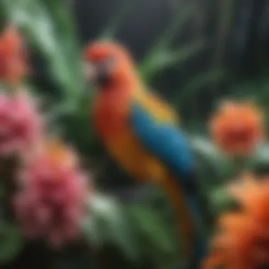 Tropical Bird Blooms An exotic plant featuring colorful blooms that mimic the appearance of tropical birds.