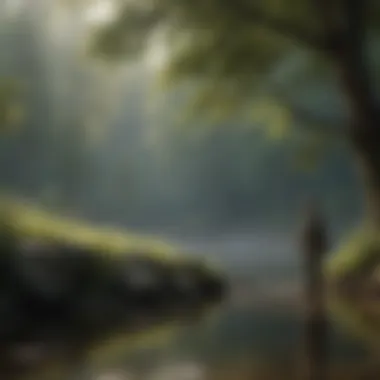 Angler in Action at a Peaceful Location Angler casting a line in a quiet fishing spot