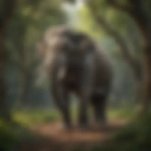 A majestic Asian elephant standing in a lush green landscape