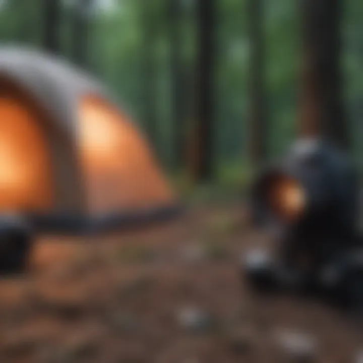 Essential camping gear arranged neatly