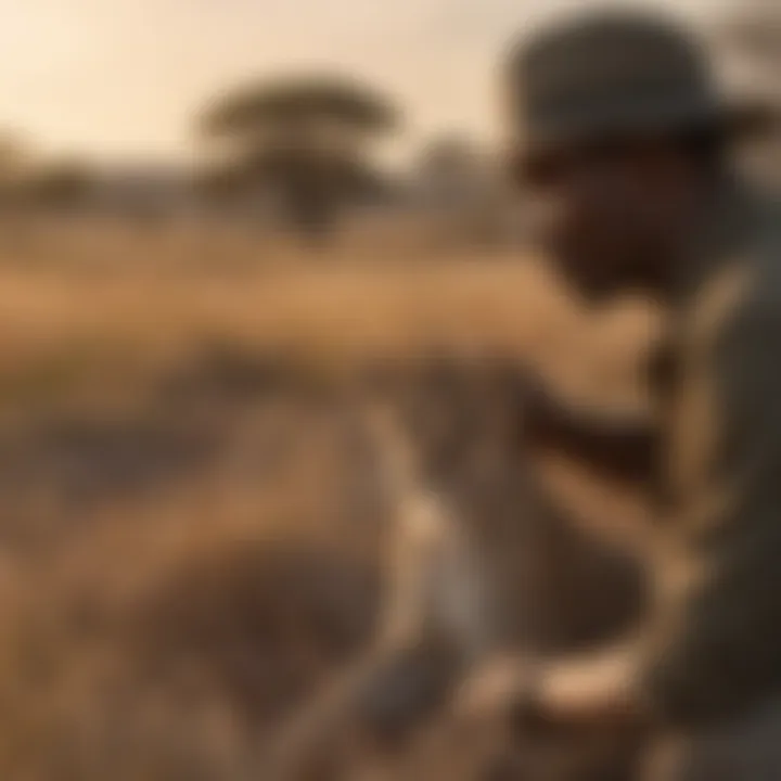 A conservationist monitoring wildlife in the field