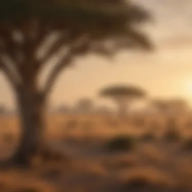 Vast African savanna landscape with acacia trees