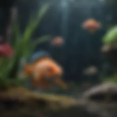 Visitors observing exotic fish in a large tank