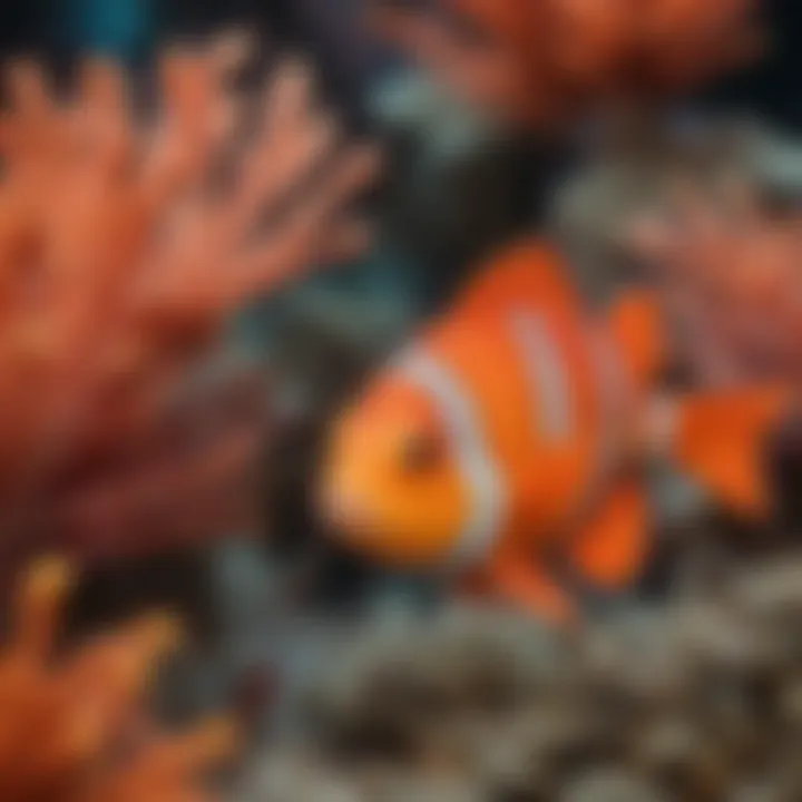 An orange-hued reef fish swimming amongst corals