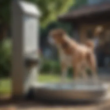 Convenience of Refilling Water Fountain Dog owner refilling a water fountain