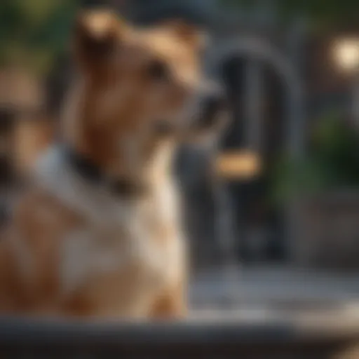 Elegant canine water fountain with flowing water