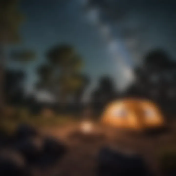 Camping setup under a starlit sky