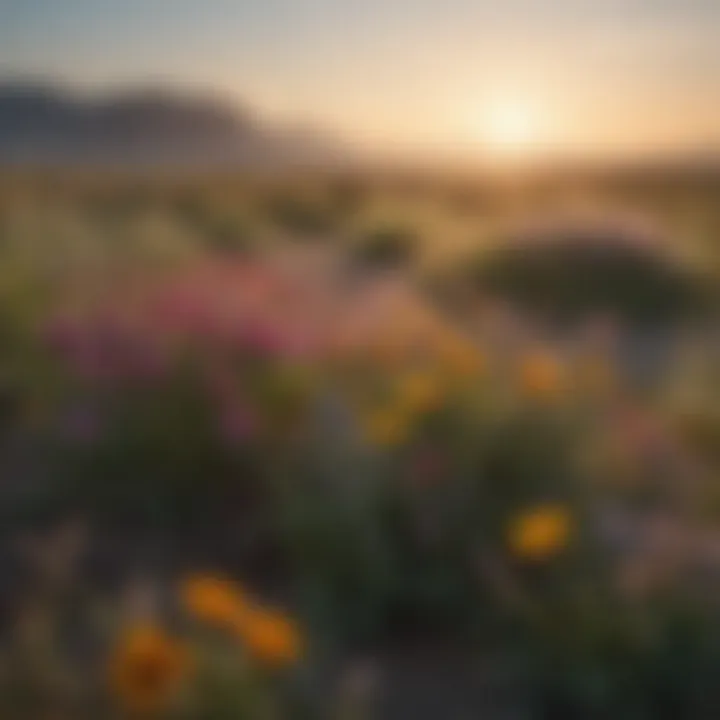 Vast prairie landscape with colorful wildflowers