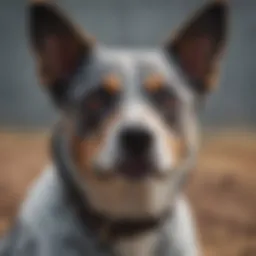 A close-up of an Australian Cattle Dog showcasing its distinctive coat and alert expression