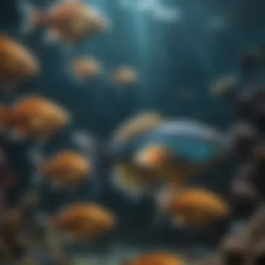 A school of colorful fish swimming gracefully in the ocean.