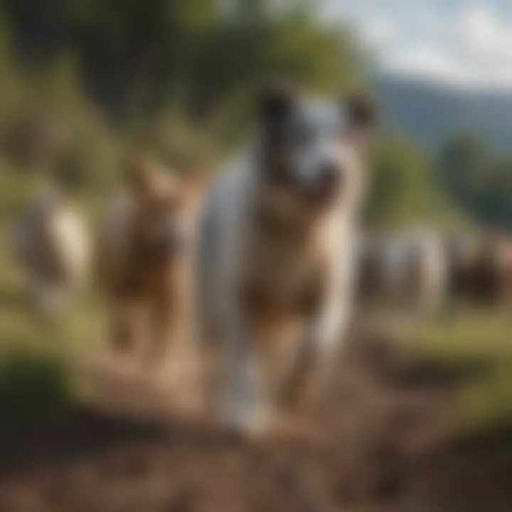 A herding dog skillfully managing livestock