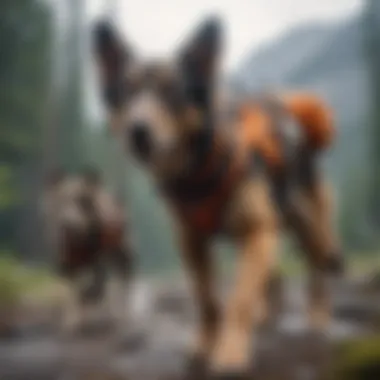 A search and rescue dog in action during a mission