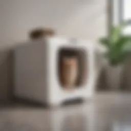 Sleek design of an enclosed self-cleaning litter box showcasing advanced features