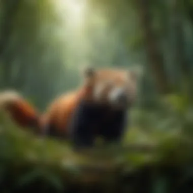 Habitat of the Red Panda: A Bamboo Paradise A panoramic view of a lush bamboo forest, the natural habitat of red pandas.