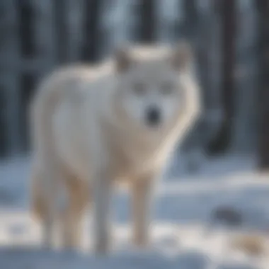 An arctic wolf in a snowy landscape