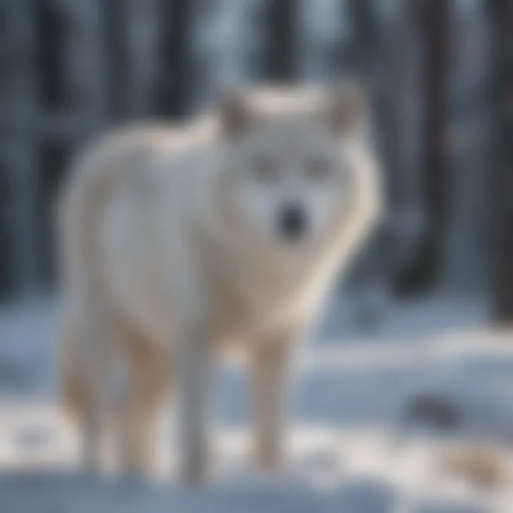 An arctic wolf in a snowy landscape