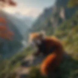 A lush mountainous landscape representing the natural habitat of red pandas.
