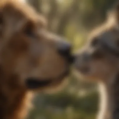 A scene depicting the emotional bond between a character and a fictional animal, highlighting character development.