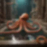An octopus navigating a maze, showcasing problem-solving skills