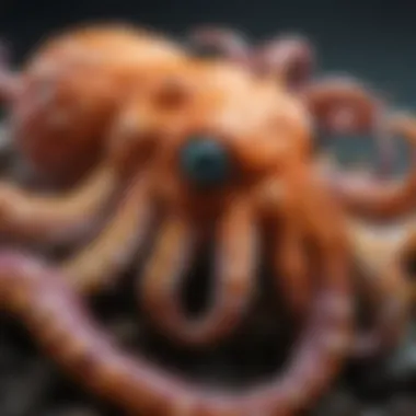The Colorful Camouflage of an Octopus A close-up of an octopus displaying its vibrant colors and textures