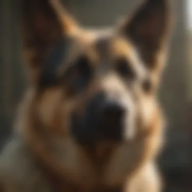 Detailed view of German Shepherd's unique features