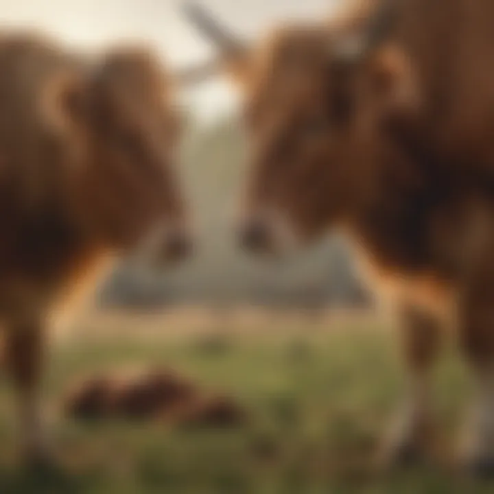 A farmer interacting with a long-haired cow, showcasing agricultural practices