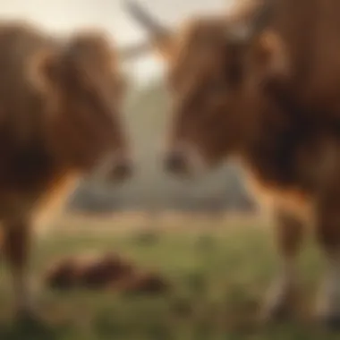 Farmer and Long-Haired Cow Interaction A farmer interacting with a long-haired cow, showcasing agricultural practices
