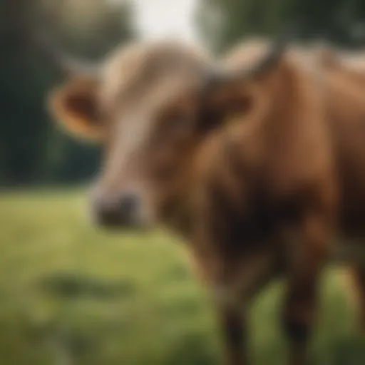 A majestic long-haired cow grazing in a lush green pasture