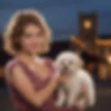 Adorable Maltipoo playfully interacting with a child