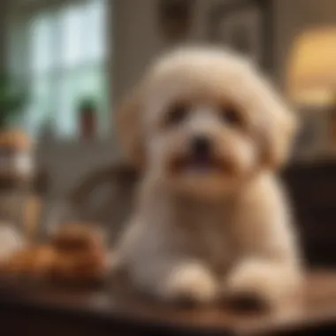 Home Sweet Home with a Maltipoo Maltipoo relaxing comfortably in a cozy home environment