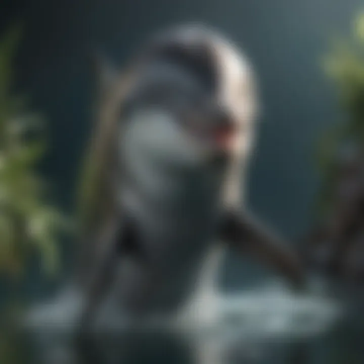 A playful dolphin illustrating joy and connection to nature in fables