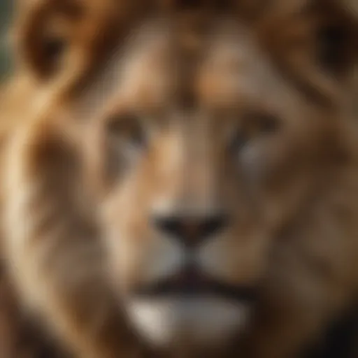 A majestic lion symbolizing strength and nobility in literature