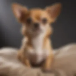 A Chihuahua sitting gracefully on a soft cushion, showcasing its petite stature.