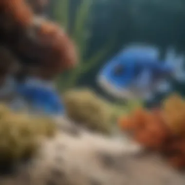 Dynamic Damselfish Group in Natural Habitat Lively School of Damselfish in Clear Waters