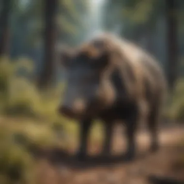 Wild Boar in California Landscape A wild boar in its natural habitat