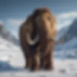 Illustration of a woolly mammoth in its natural habitat