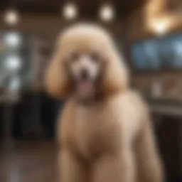 Poodle in a luxurious grooming salon