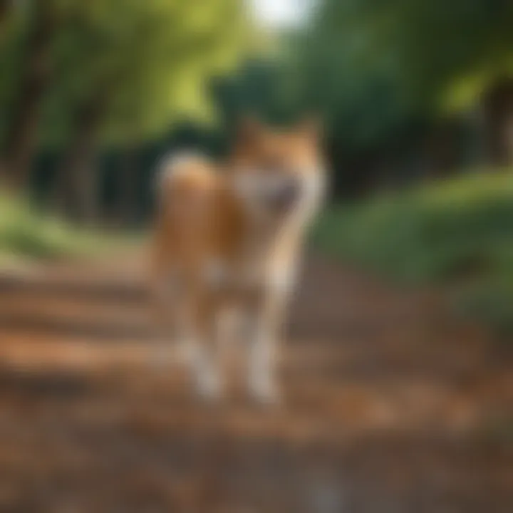 A happy Shiba Inu enjoying a playful outing in a park