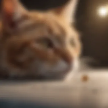 A cat being treated with topical flea medication