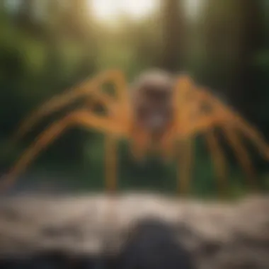 Aerial Navigation with Silk A close-up view of a spider using silk for aerial navigation