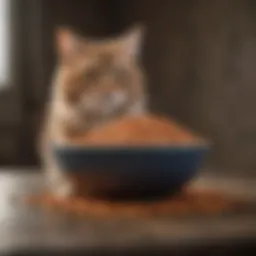 A bowl of high-fiber cat food for digestive health