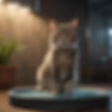 Various types of cat water fountains on display
