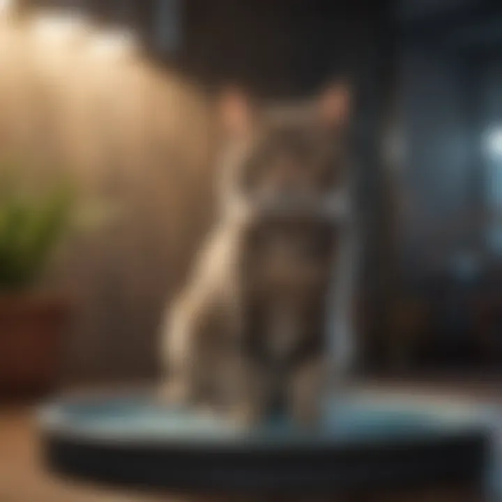 Various types of cat water fountains on display