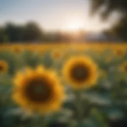 Vibrant sunflowers blooming in an Oklahoma garden under clear blue skies