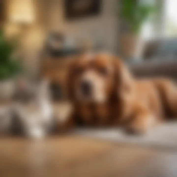 A calm dog lying peacefully next to a cat, representing a harmonious multi-pet household