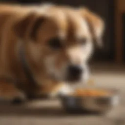 A senior dog enjoying a bowl of soft food
