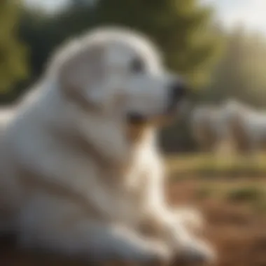 Noble Guardian of Livestock Great Pyrenees guarding livestock