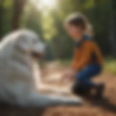 Playful Interaction with Children Great Pyrenees playing with children