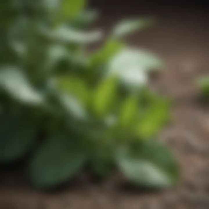 Close-up of catnip leaves showcasing their texture